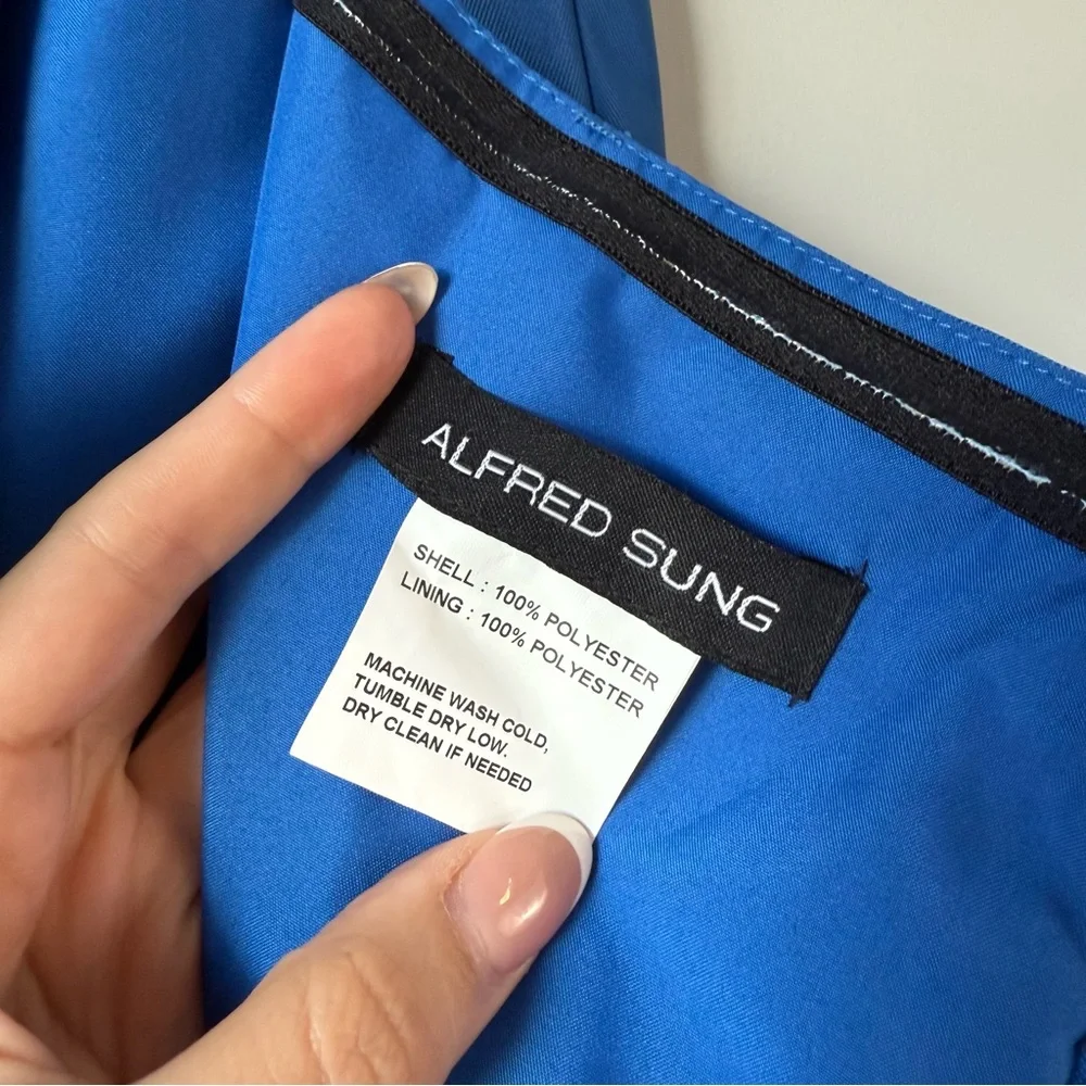 Alfred Sung D832 Strapless Satin Twill Gown‎ Classic Blue 8 - Picture 5 of 9